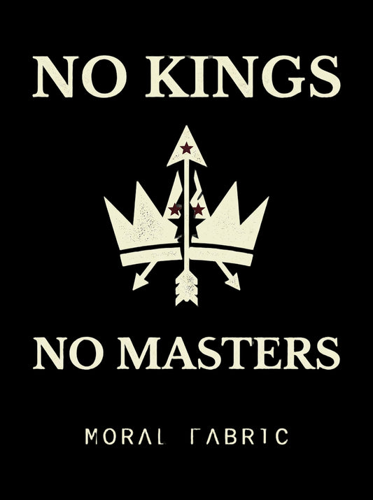 No Kings t-shirt by Moral Fabric — anti-authoritarian political tee Canada