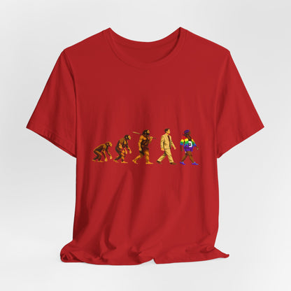 Darwin Evolution March t-shirt by Moral Fabric — pro-science progressive tee Canada