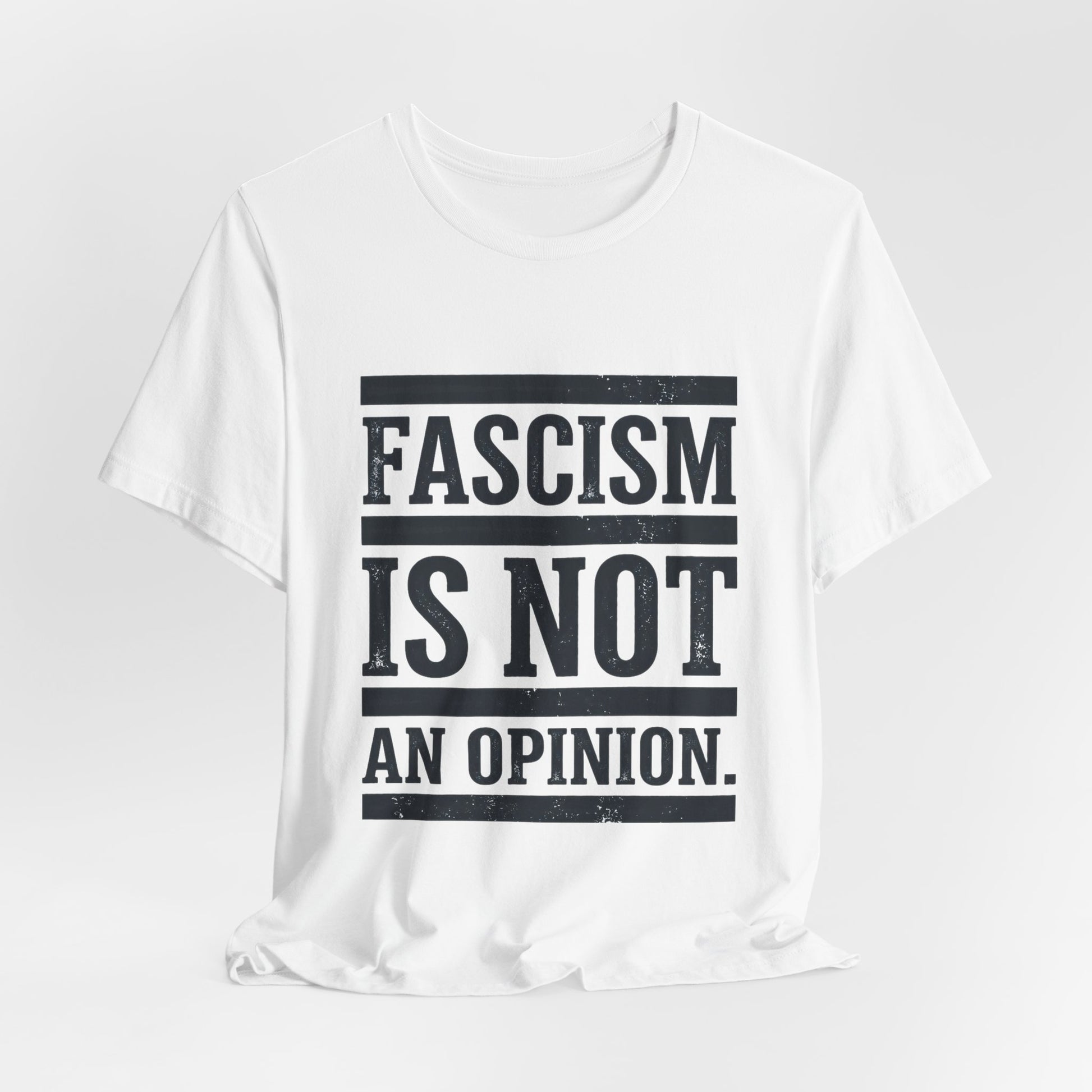 Fascism Is Not An Opinion t-shirt by Moral Fabric — anti-fascist political tee Canada