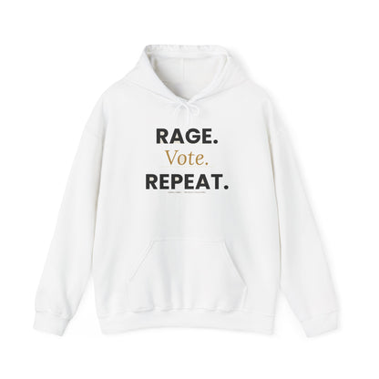 Rage Vote Repeat hoodie by Moral Fabric — progressive activist political streetwear Canada