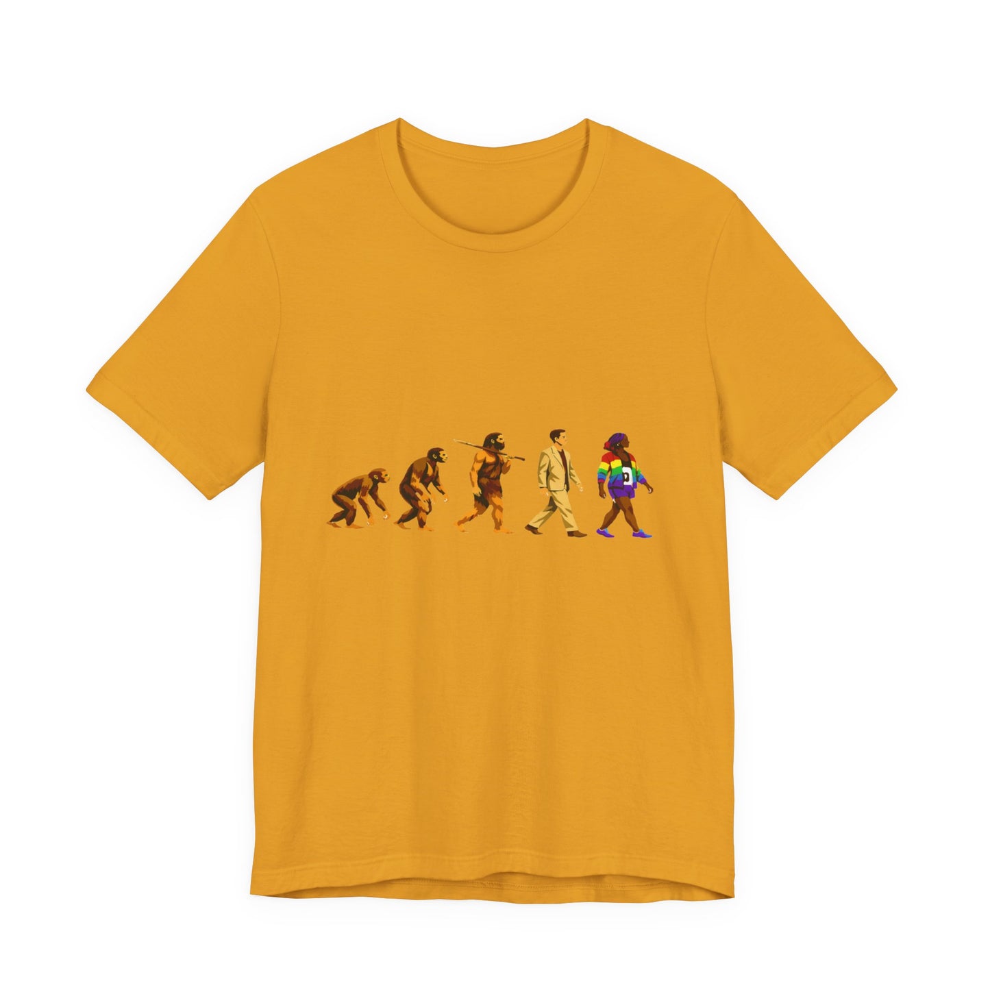 Darwin Evolution March t-shirt by Moral Fabric — pro-science progressive tee Canada