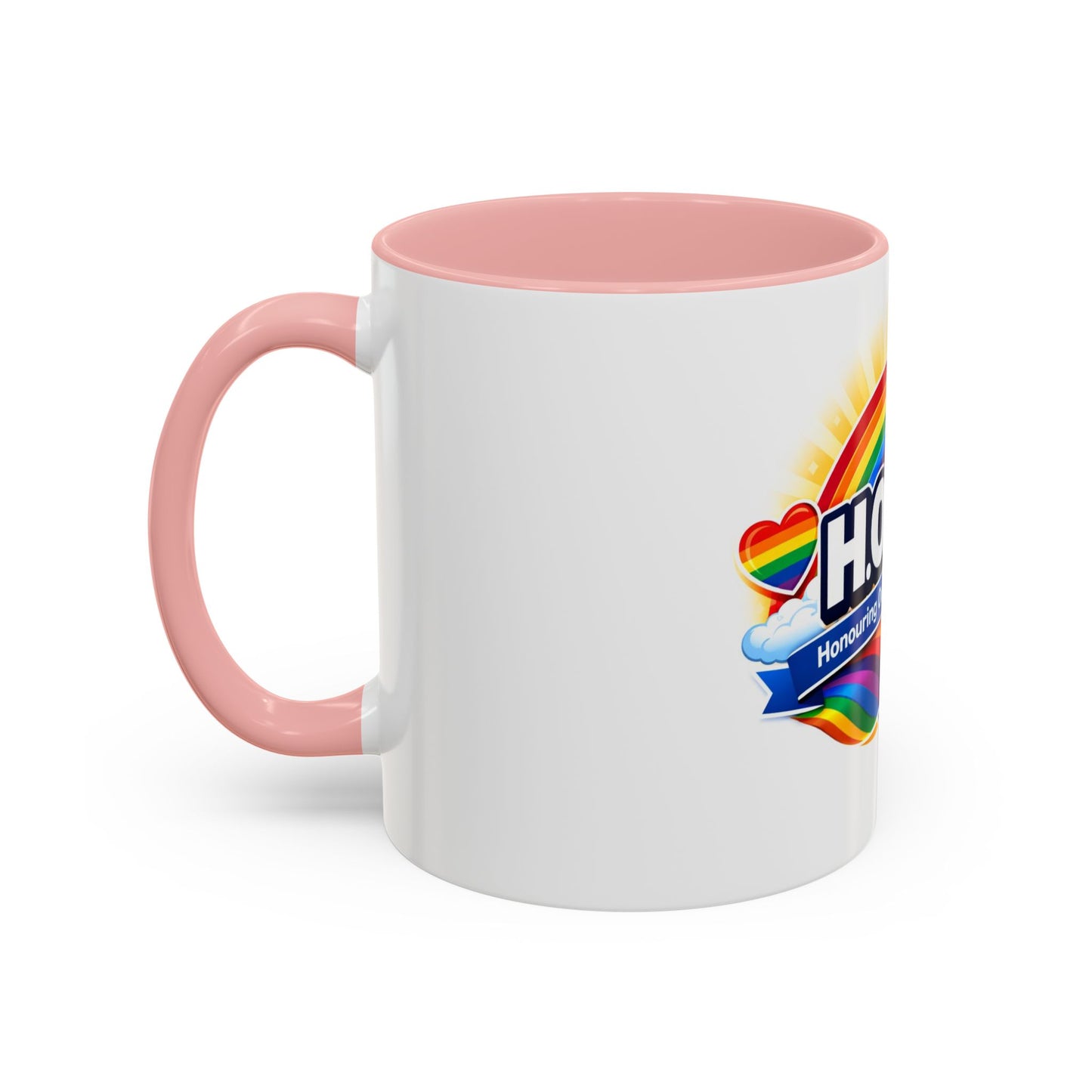 H.O.M.O. Mug – Honouring Our Moral Obligations – Rainbow Pride Coffee Mug – Funny Ally Gift – LGBTQ+ Mug – Two-Tone 11oz Ceramic Mug