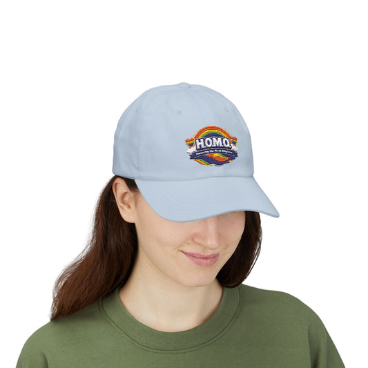 Rainbow HOMO emblem Classic Dad Cap | Pride hat