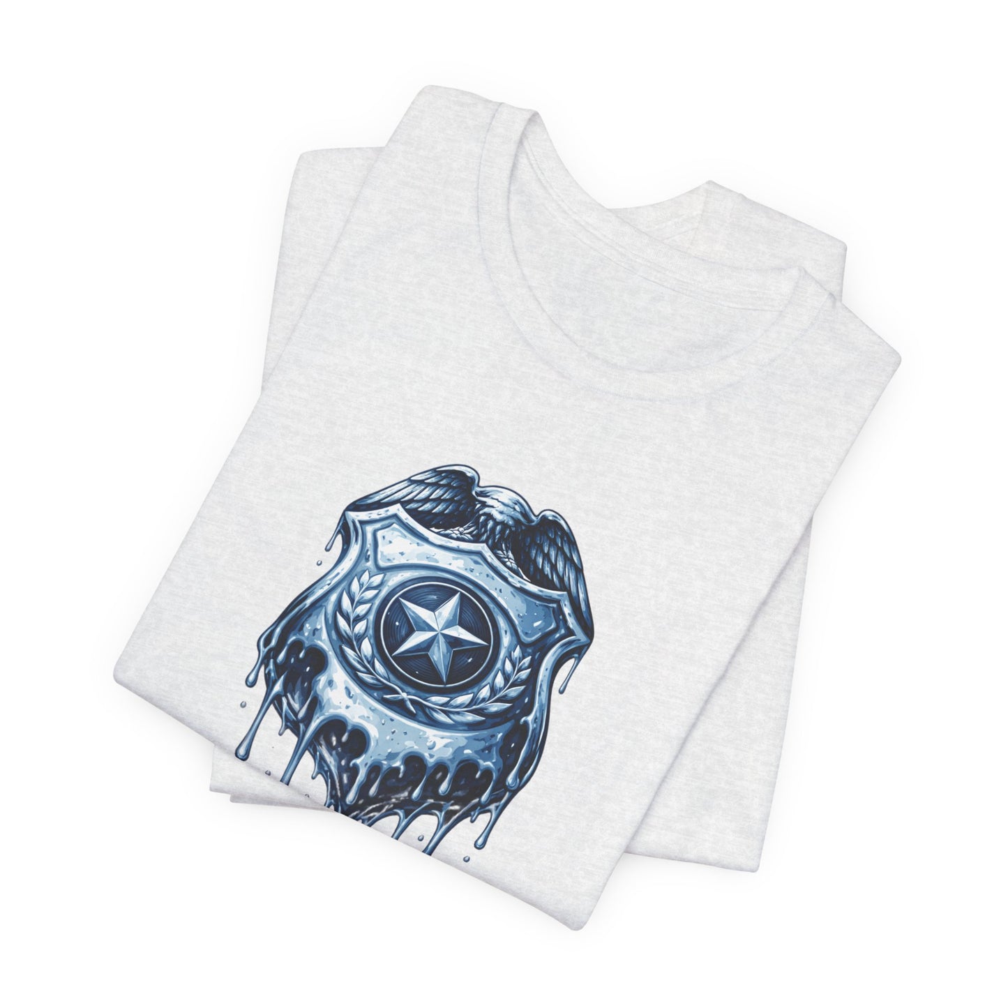 Apply Heat Repeat t-shirt by Moral Fabric — melting ICE badge graphic on progressive activist tee