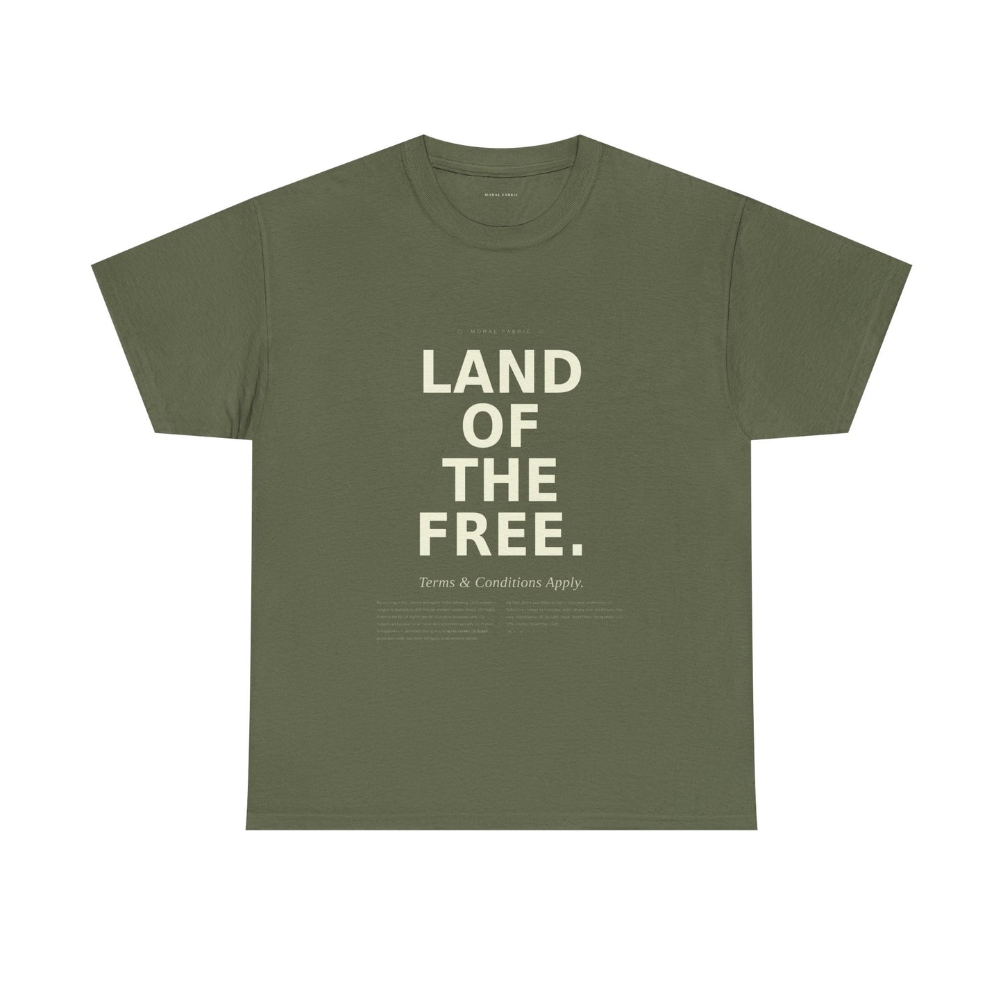 Land of the Free T-Shirt | Minimalist Political Satire Tee | Front and Back Print | Unisex Cotton Shirt