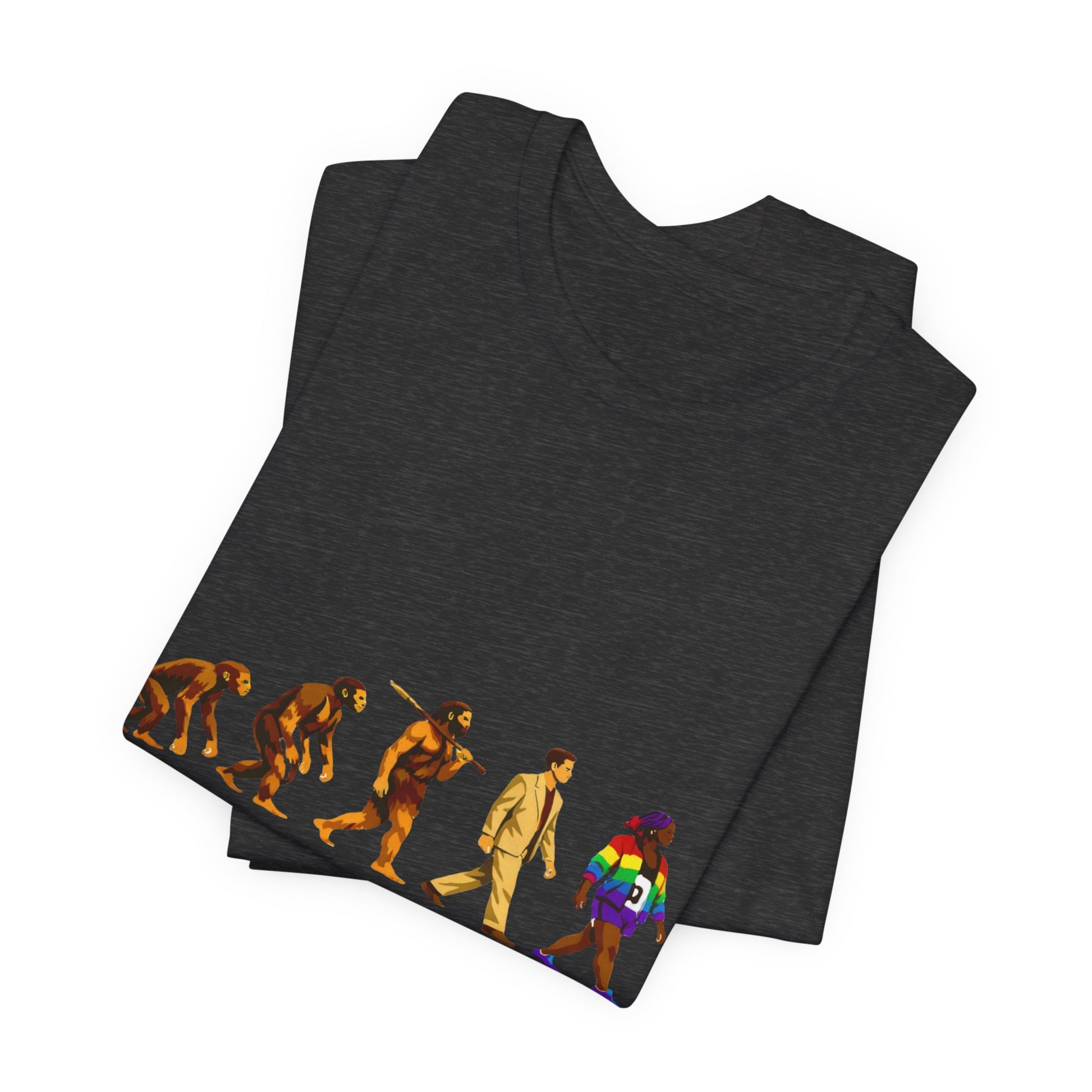 Darwin Evolution March t-shirt by Moral Fabric — pro-science progressive tee Canada