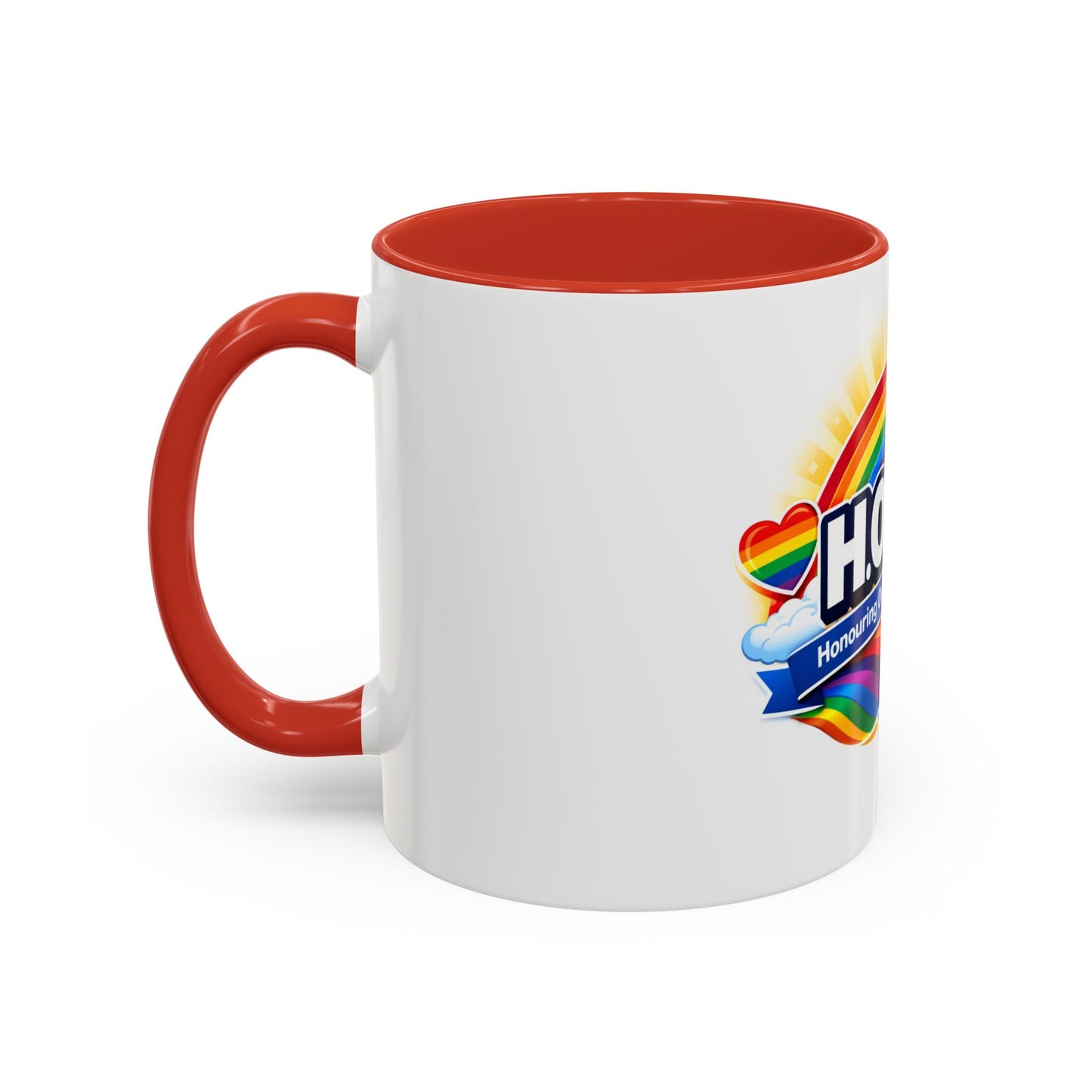H.O.M.O. Mug – Honouring Our Moral Obligations – Rainbow Pride Coffee Mug – Funny Ally Gift – LGBTQ+ Mug – Two-Tone 11oz Ceramic Mug
