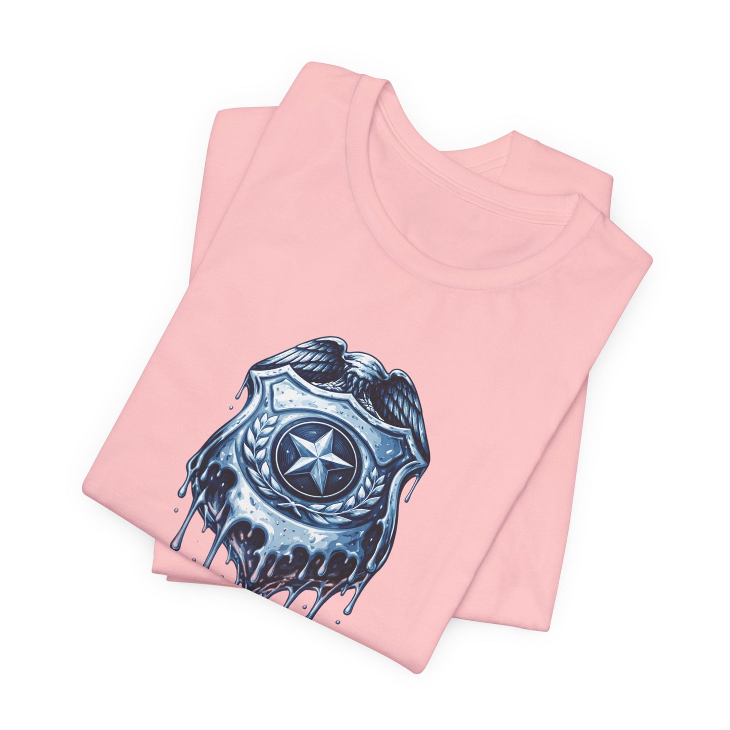 Apply Heat Repeat t-shirt by Moral Fabric — melting ICE badge graphic on progressive activist tee