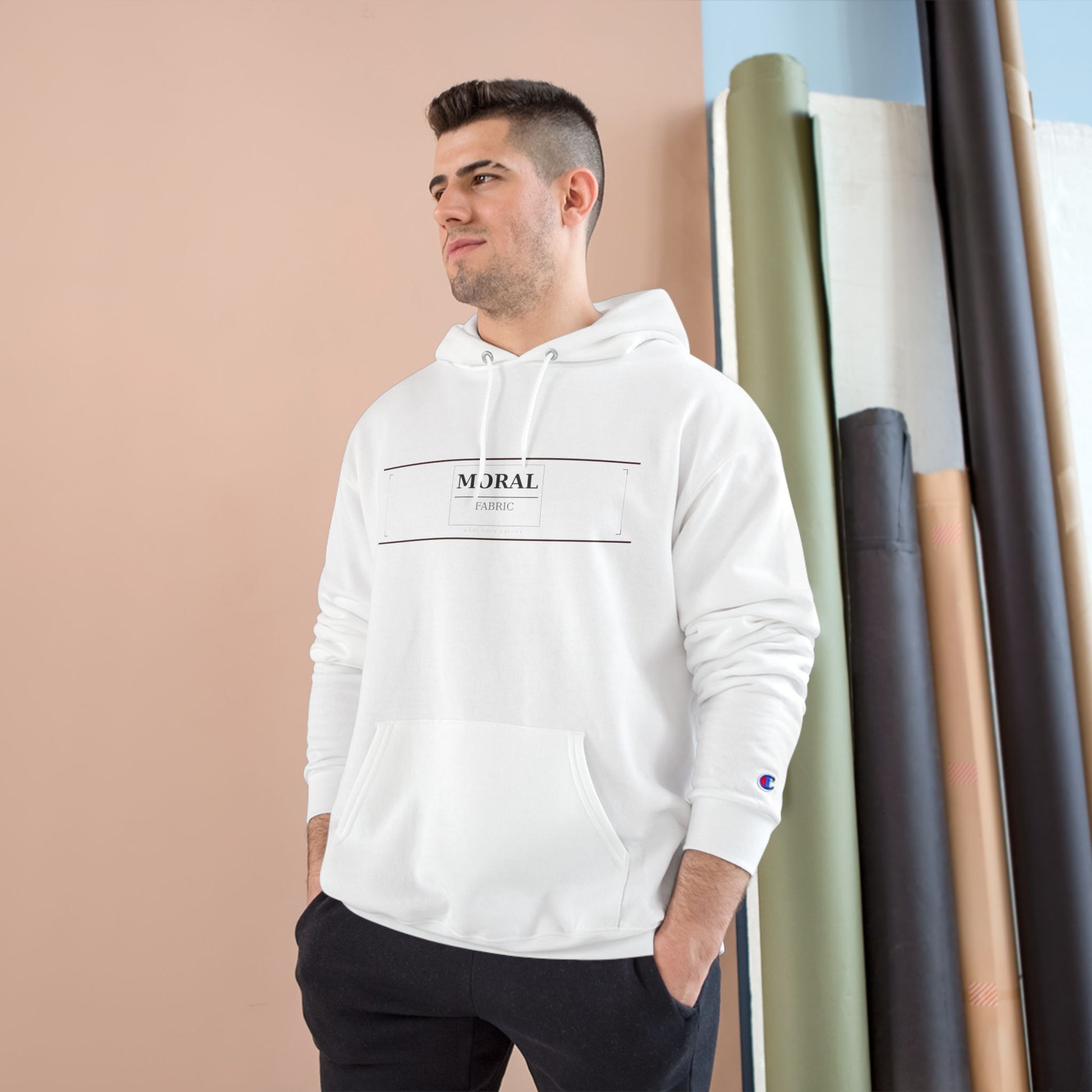 Moral Fabric brand hoodie — Presence is Platform progressive political streetwear Canada