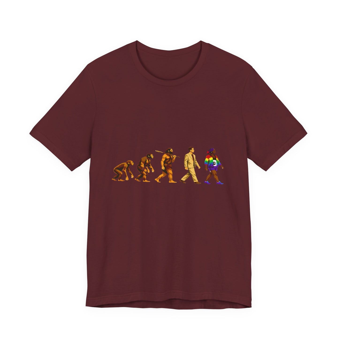 Darwin Evolution March t-shirt by Moral Fabric — pro-science progressive tee Canada