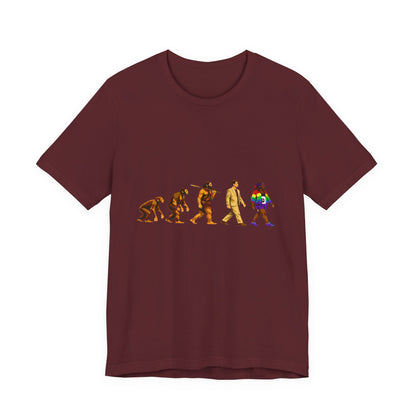 Darwin Evolution March t-shirt by Moral Fabric — pro-science progressive tee Canada
