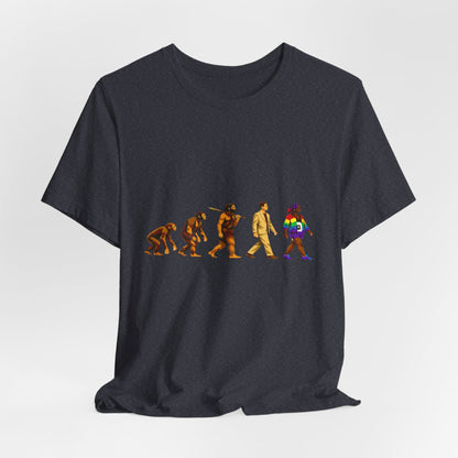 Darwin Evolution March t-shirt by Moral Fabric — pro-science progressive tee Canada