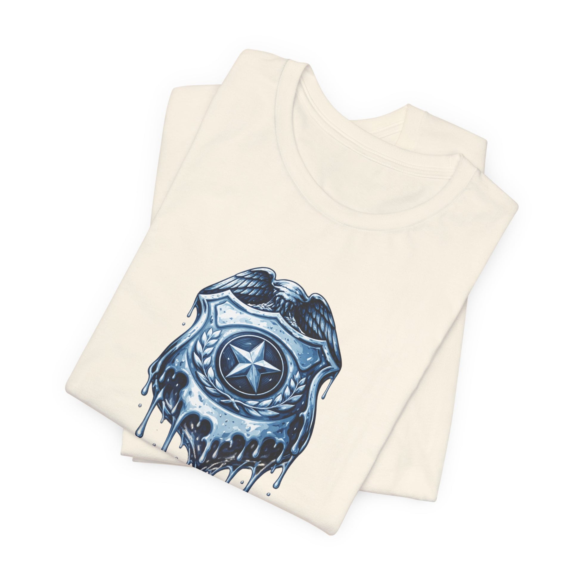 Apply Heat Repeat t-shirt by Moral Fabric — melting ICE badge graphic on progressive activist tee