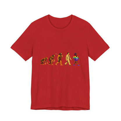 Darwin Evolution March t-shirt by Moral Fabric — pro-science progressive tee Canada