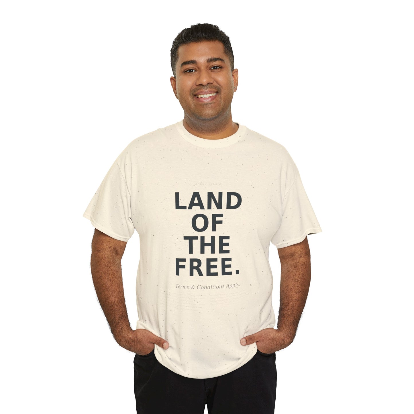Land of the Free T-Shirt | Minimalist Political Satire Tee | Front and Back Print | Unisex Cotton Shirt