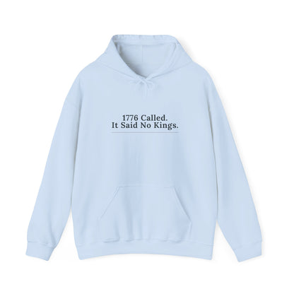 1776 Called It Said No Kings hoodie by Moral Fabric — anti-authoritarian political streetwear Canada