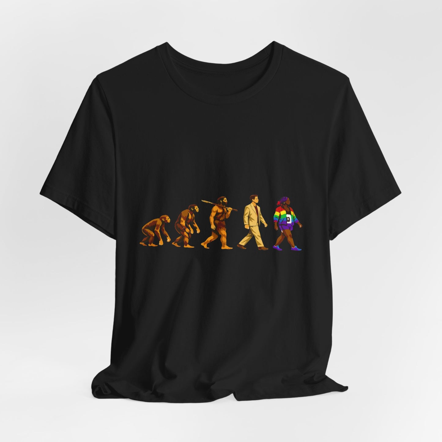 Darwin Evolution March t-shirt by Moral Fabric — pro-science progressive tee Canada