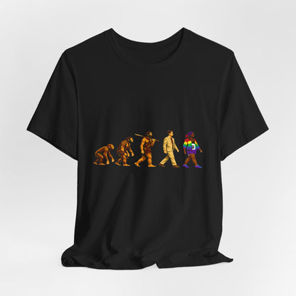 Darwin Evolution March t-shirt by Moral Fabric — pro-science progressive tee Canada