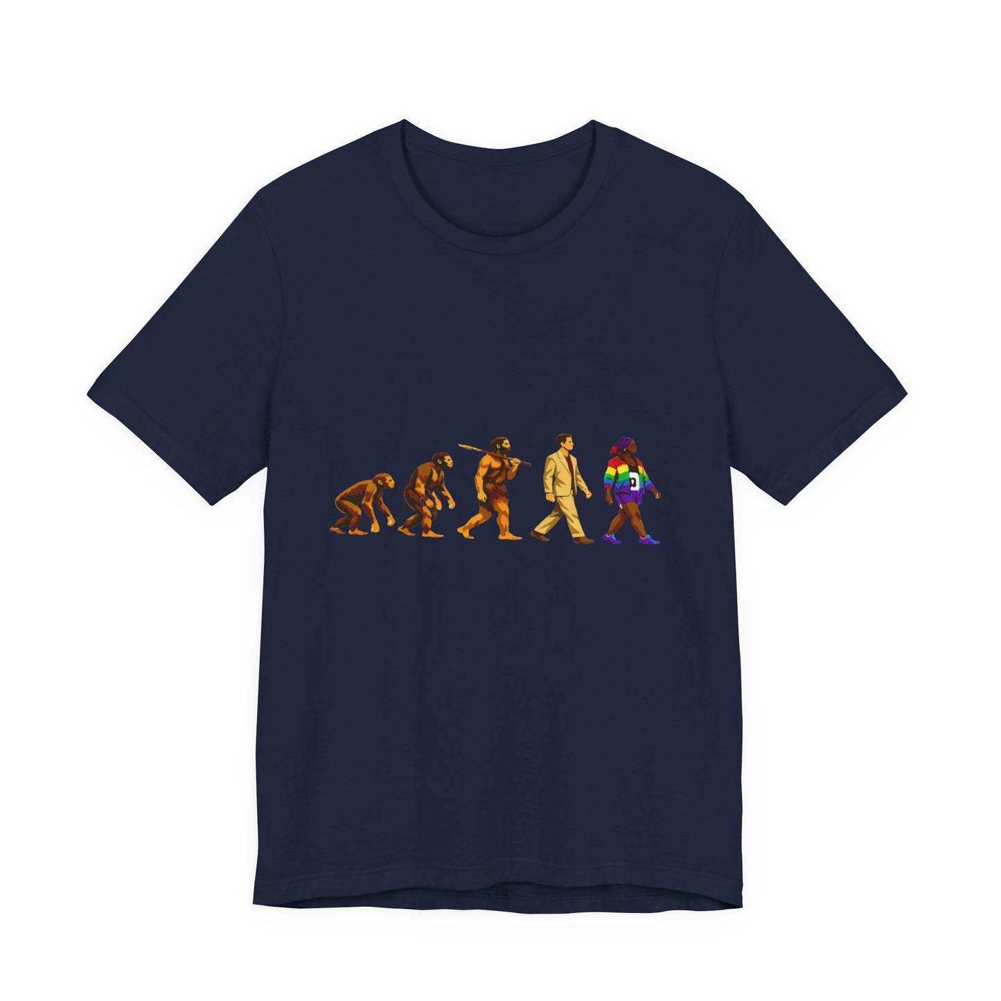 Darwin Evolution March t-shirt by Moral Fabric — pro-science progressive tee Canada