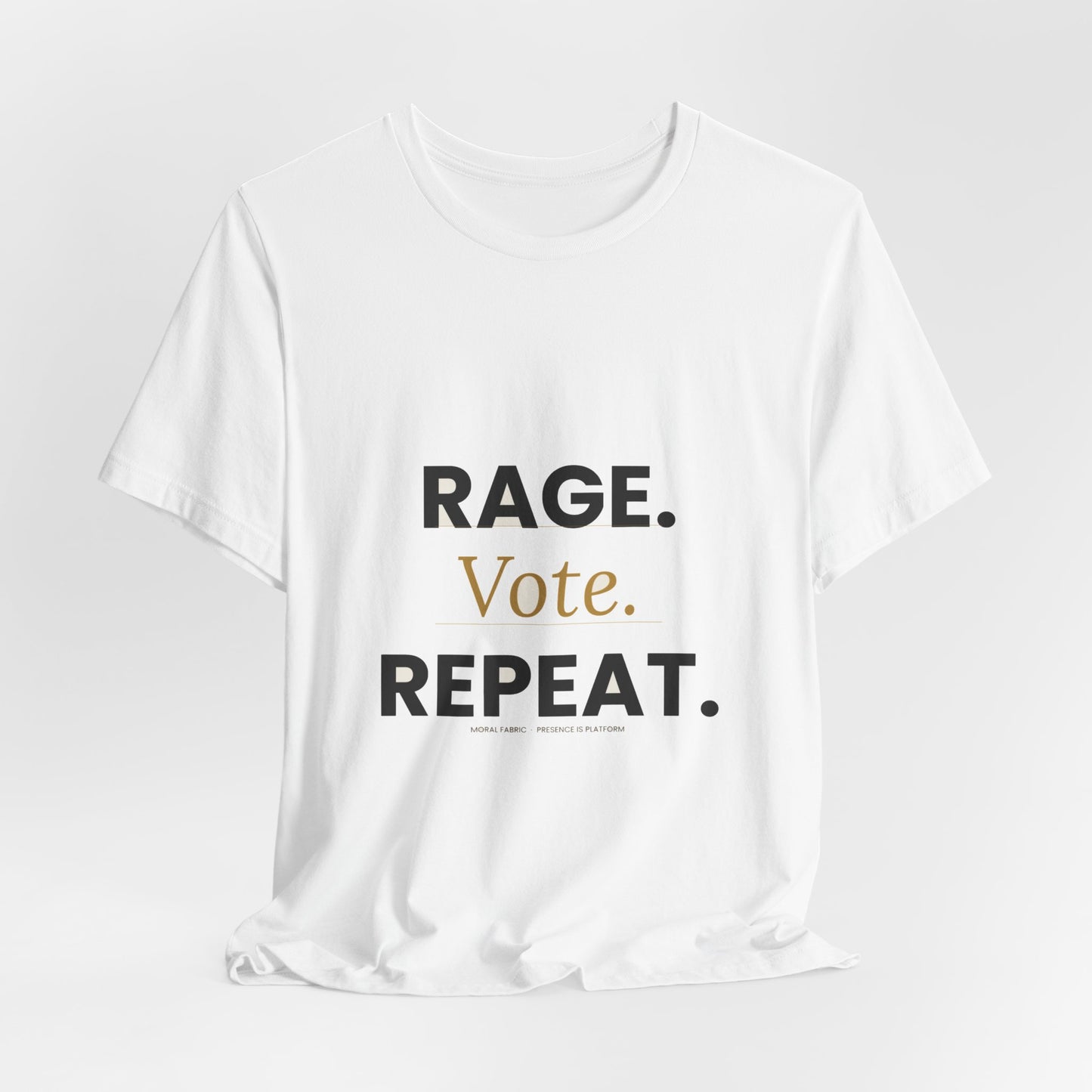 Rage Vote Repeat t-shirt by Moral Fabric — bold progressive political tee Canada