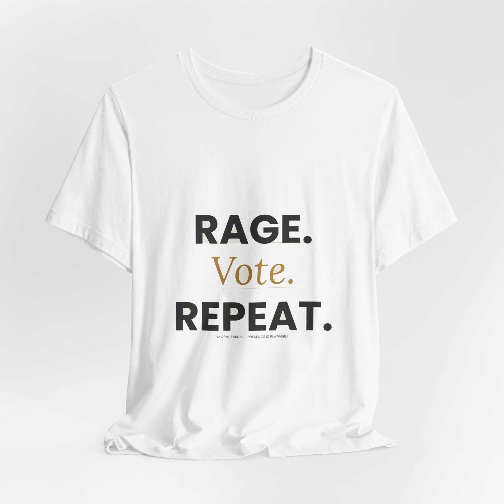 Rage Vote Repeat t-shirt by Moral Fabric — bold progressive political tee Canada