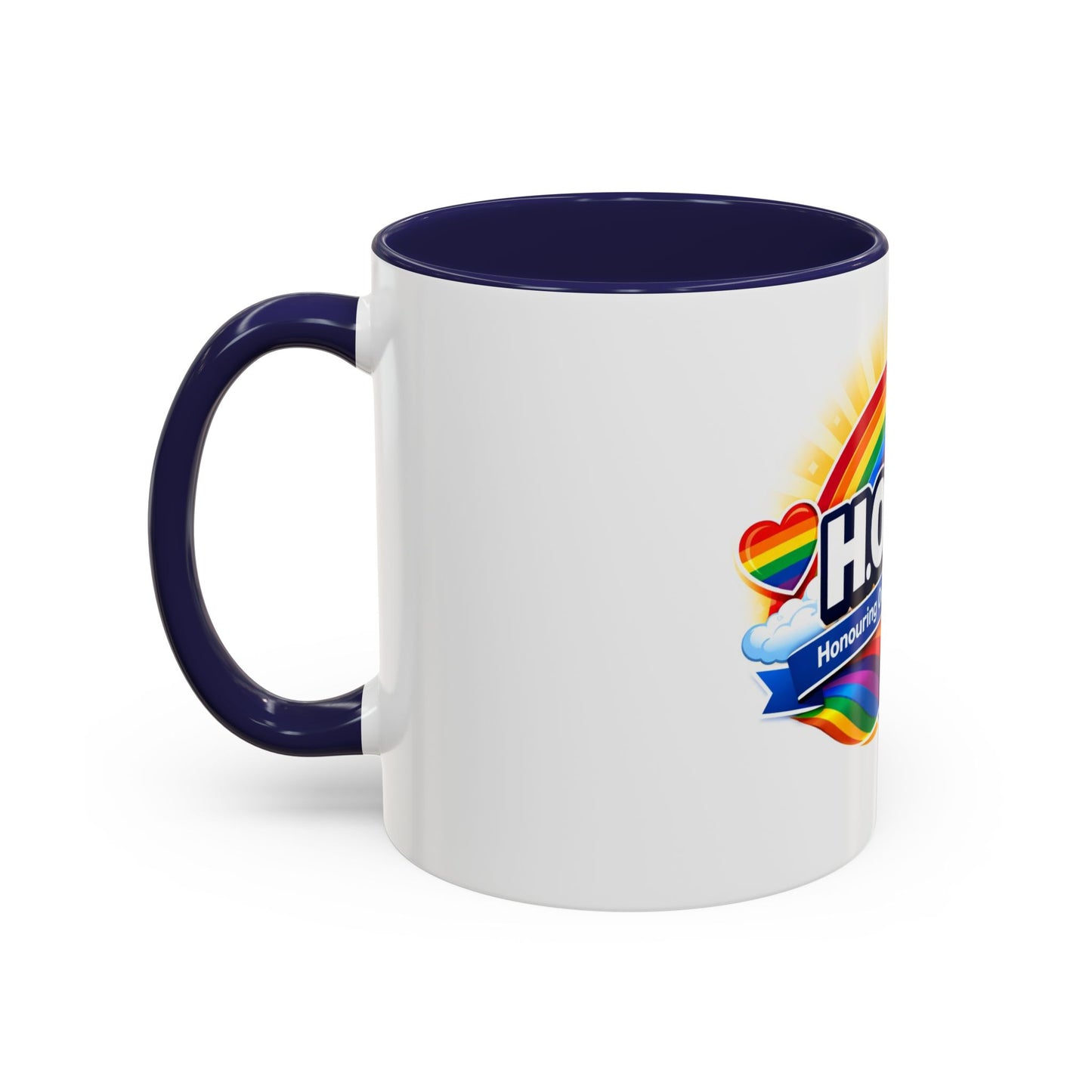 H.O.M.O. Mug – Honouring Our Moral Obligations – Rainbow Pride Coffee Mug – Funny Ally Gift – LGBTQ+ Mug – Two-Tone 11oz Ceramic Mug