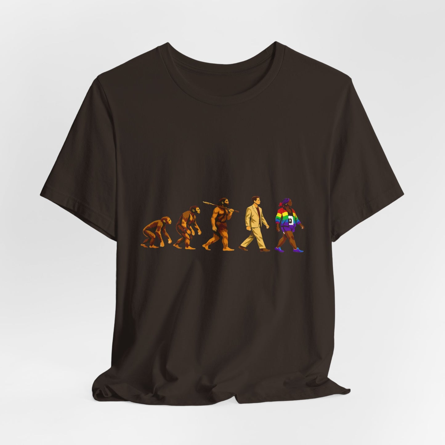 Darwin Evolution March t-shirt by Moral Fabric — pro-science progressive tee Canada