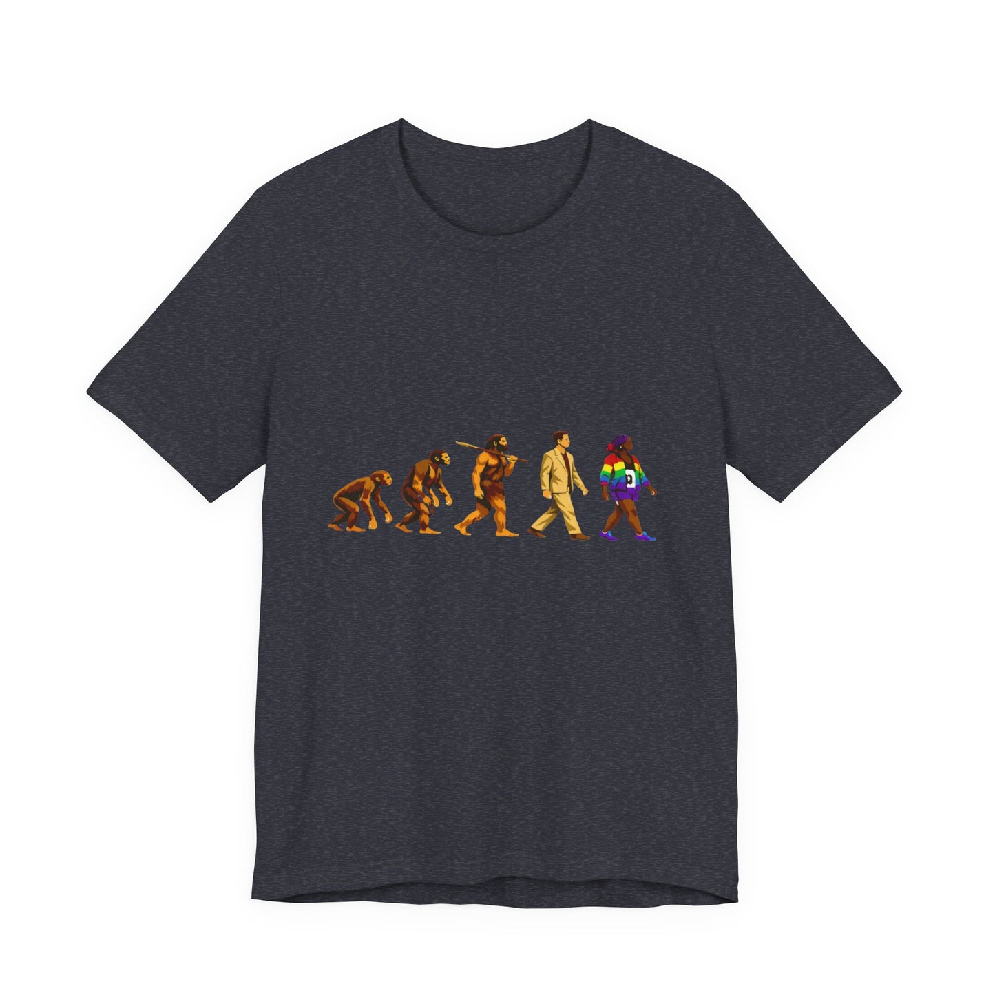 Darwin Evolution March t-shirt by Moral Fabric — pro-science progressive tee Canada