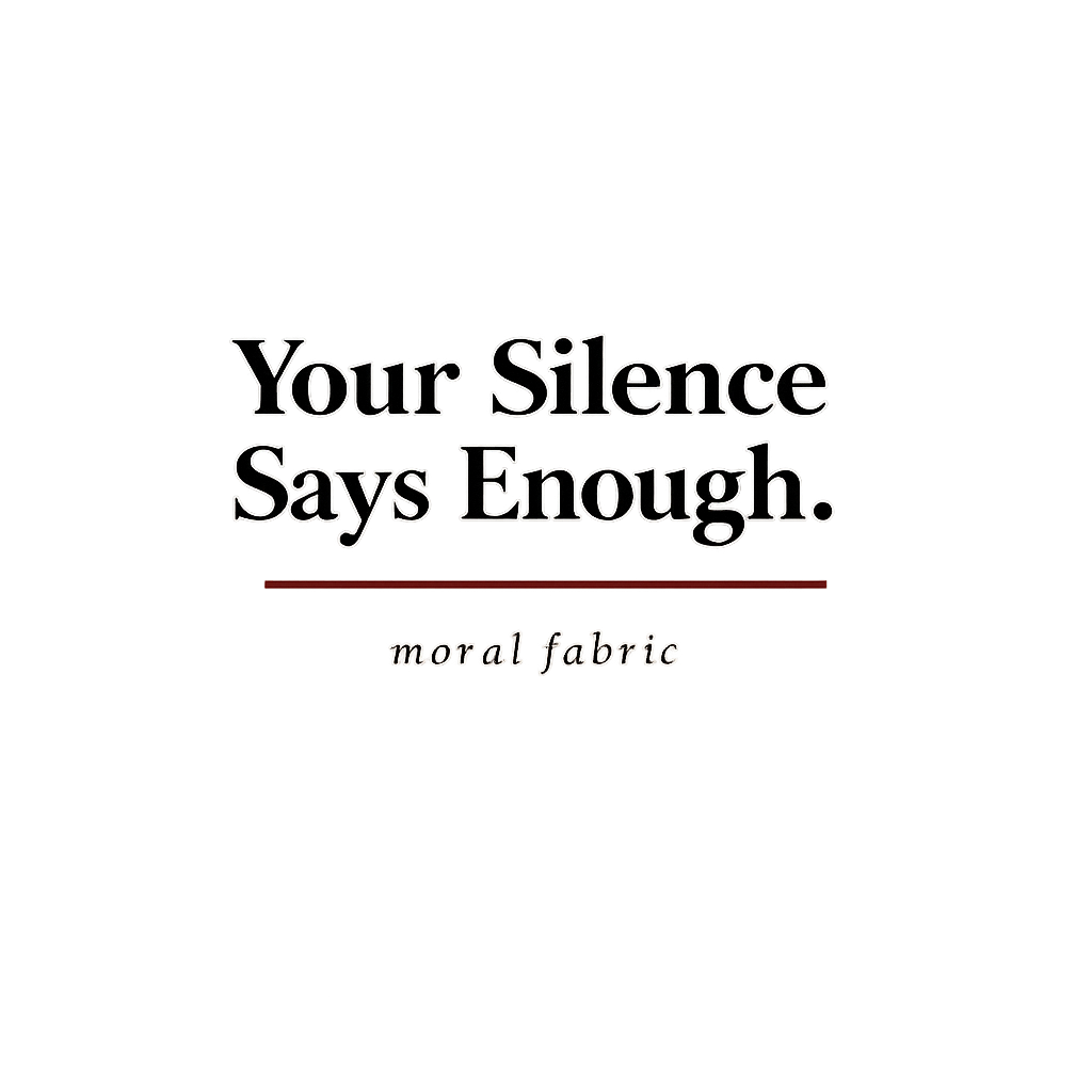 Your Silence Says Enough tote bag by Moral Fabric — editorial typography activist bag Canada