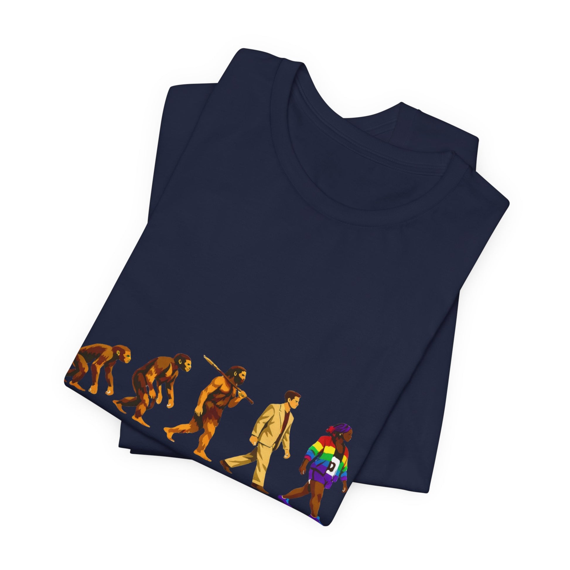 Darwin Evolution March t-shirt by Moral Fabric — pro-science progressive tee Canada
