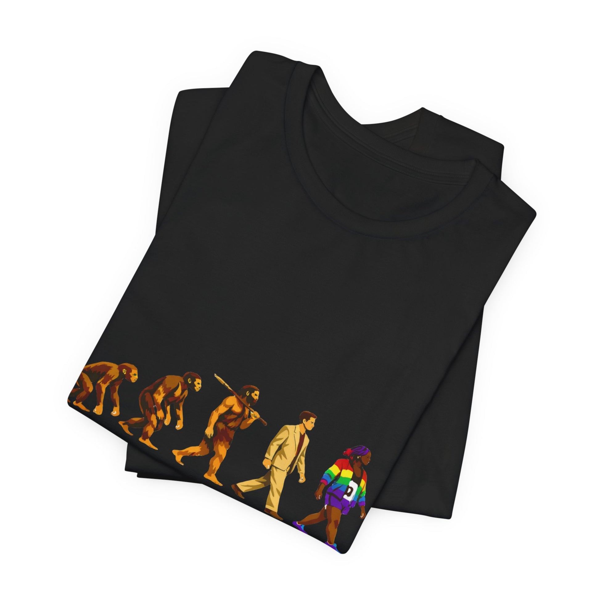 Darwin Evolution March t-shirt by Moral Fabric — pro-science progressive tee Canada