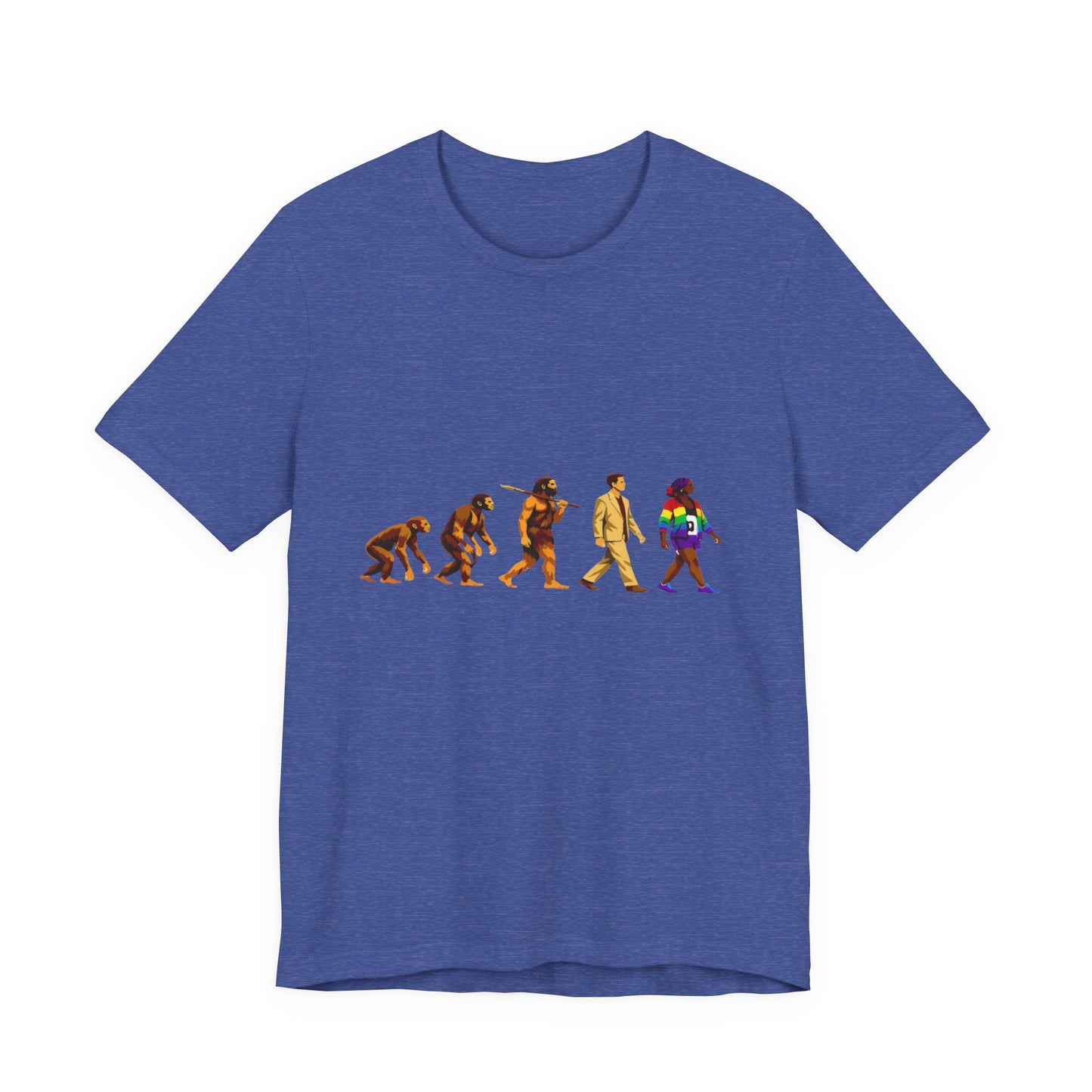 Darwin Evolution March t-shirt by Moral Fabric — pro-science progressive tee Canada