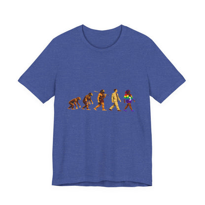Darwin Evolution March t-shirt by Moral Fabric — pro-science progressive tee Canada
