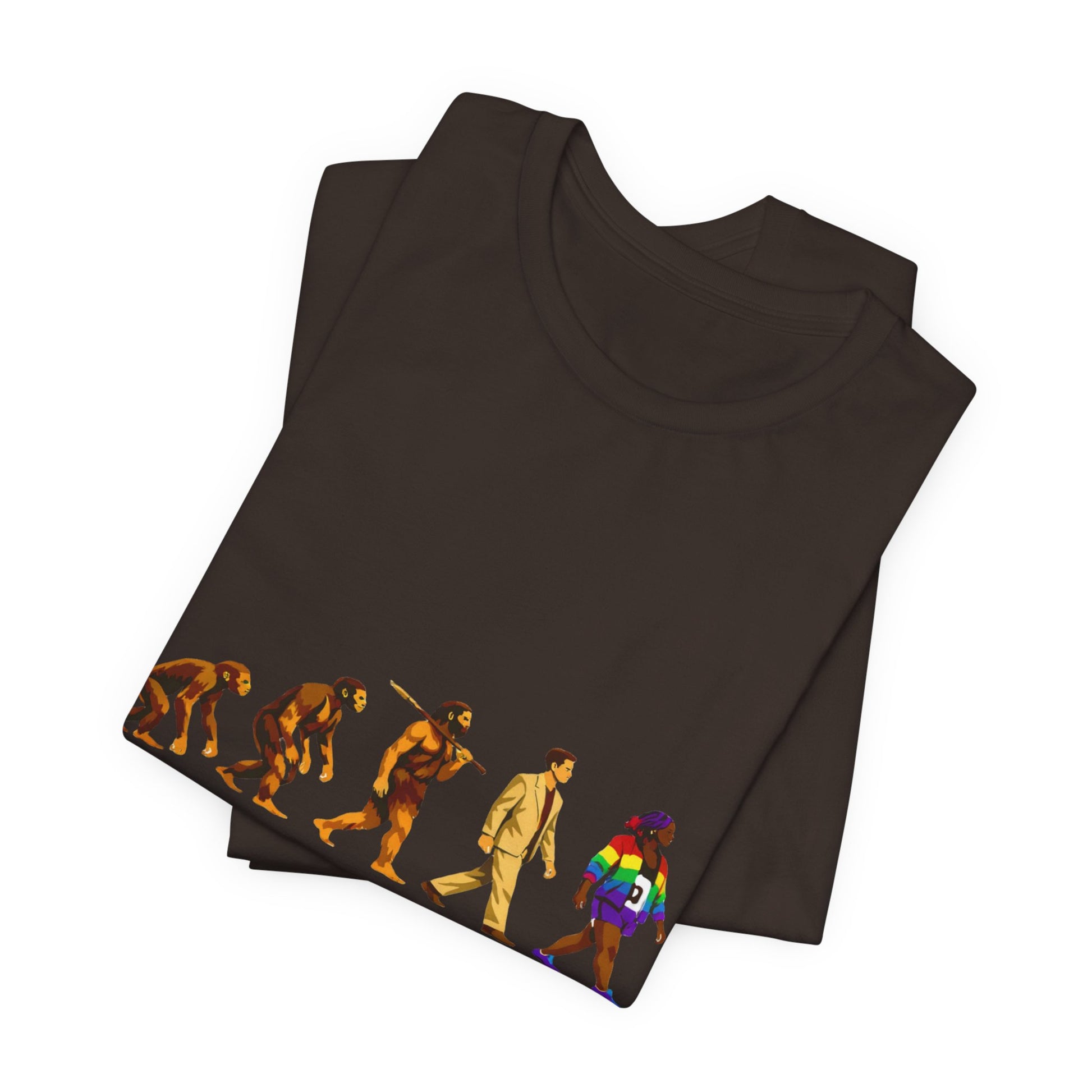Darwin Evolution March t-shirt by Moral Fabric — pro-science progressive tee Canada