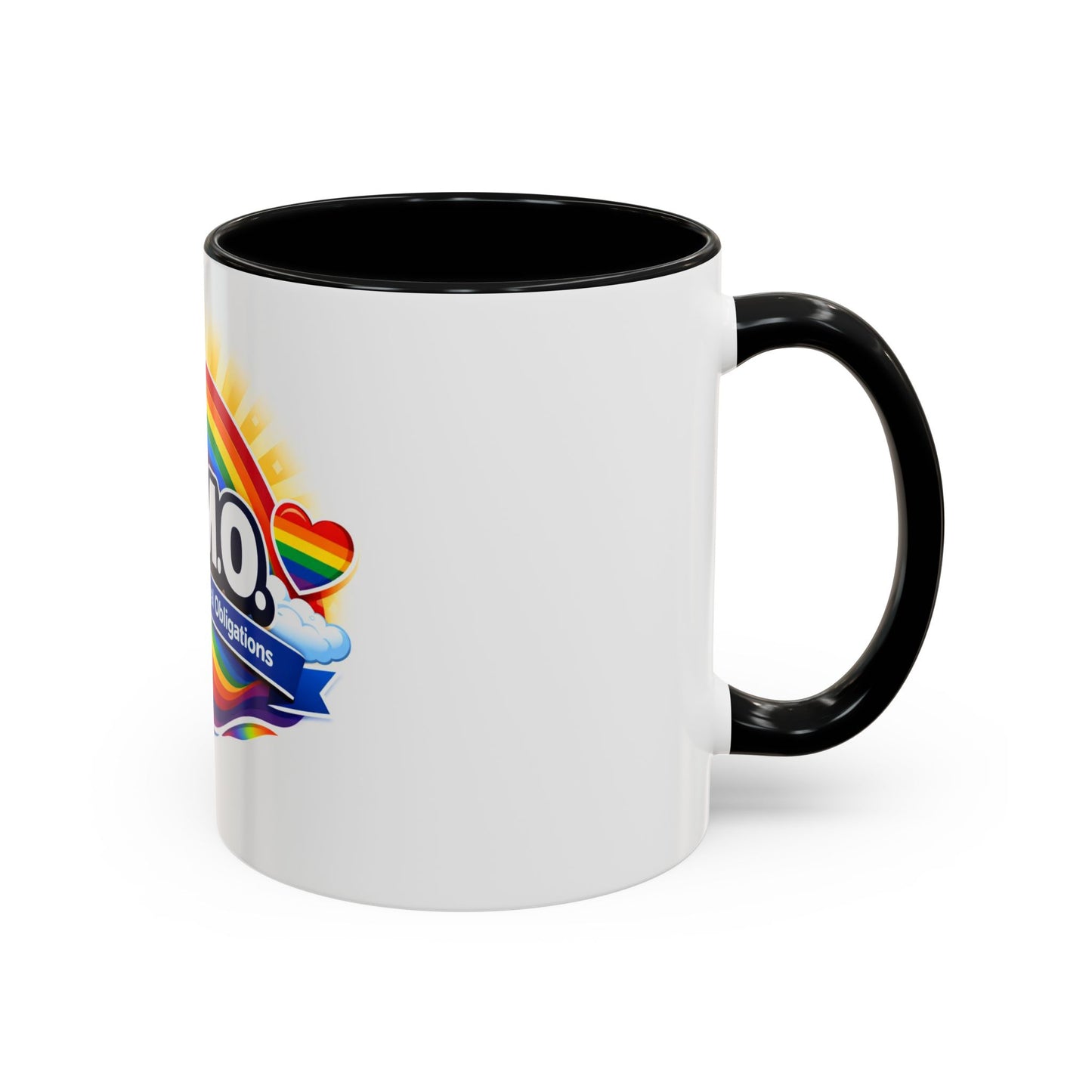 H.O.M.O. Mug – Honouring Our Moral Obligations – Rainbow Pride Coffee Mug – Funny Ally Gift – LGBTQ+ Mug – Two-Tone 11oz Ceramic Mug