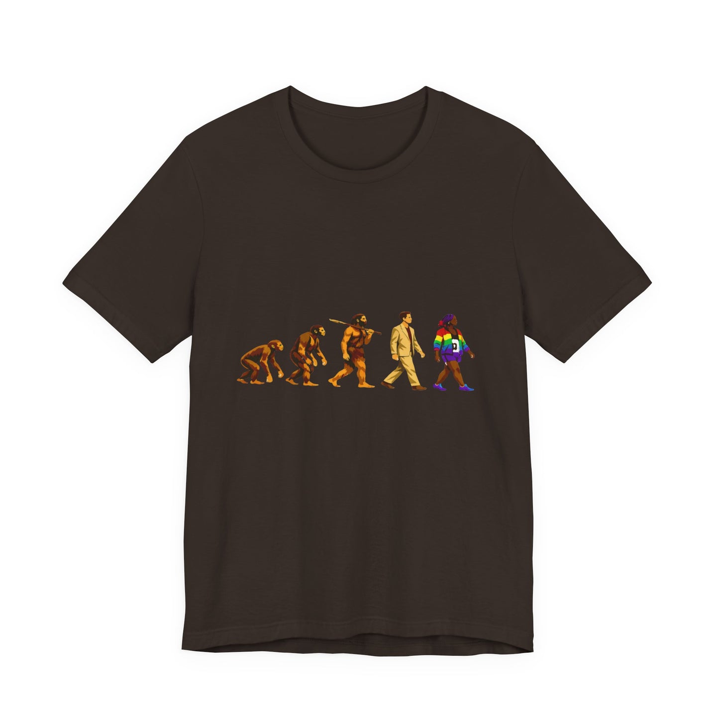 Darwin Evolution March t-shirt by Moral Fabric — pro-science progressive tee Canada
