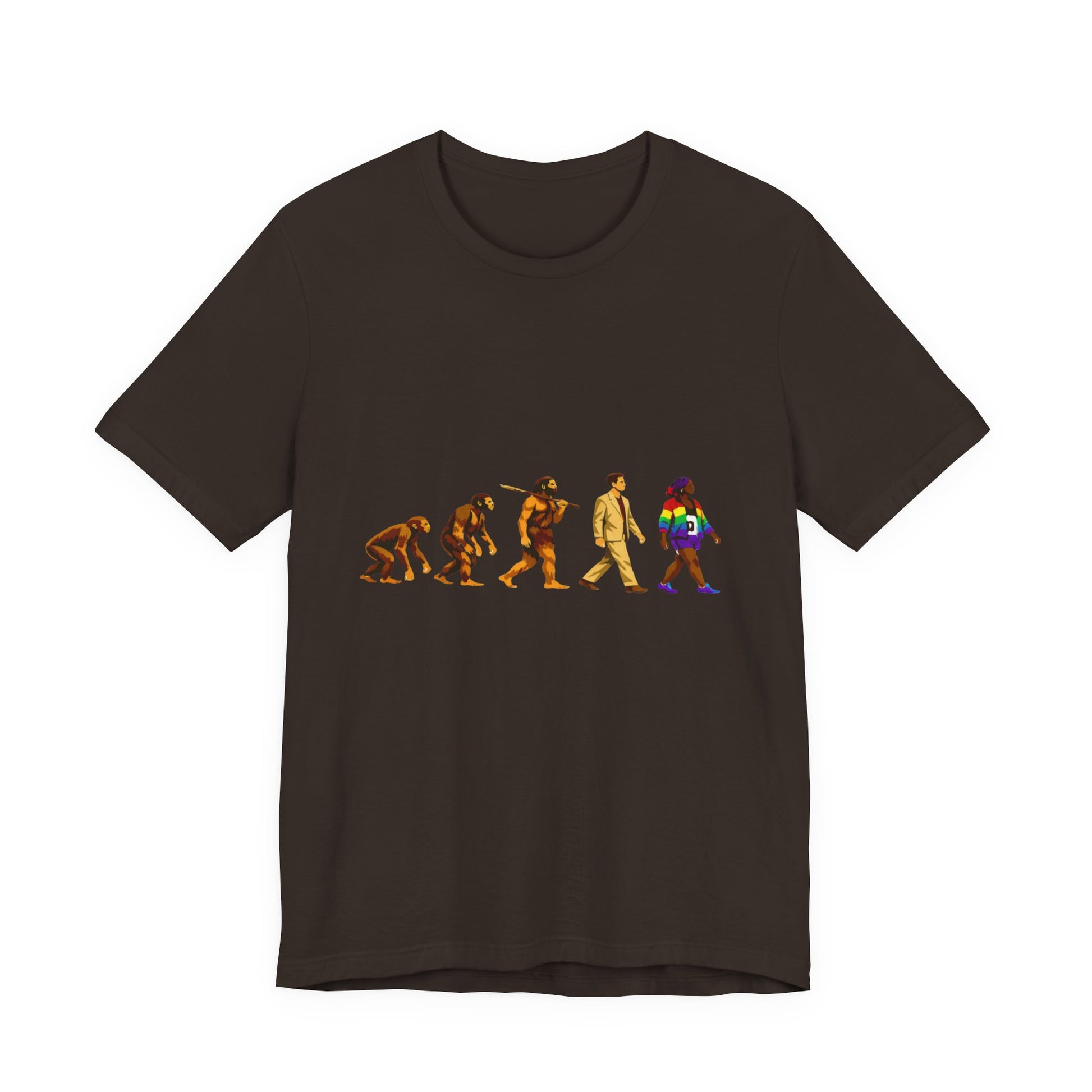 Darwin Evolution March t-shirt by Moral Fabric — pro-science progressive tee Canada