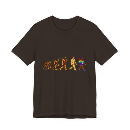 Darwin Evolution March t-shirt by Moral Fabric — pro-science progressive tee Canada