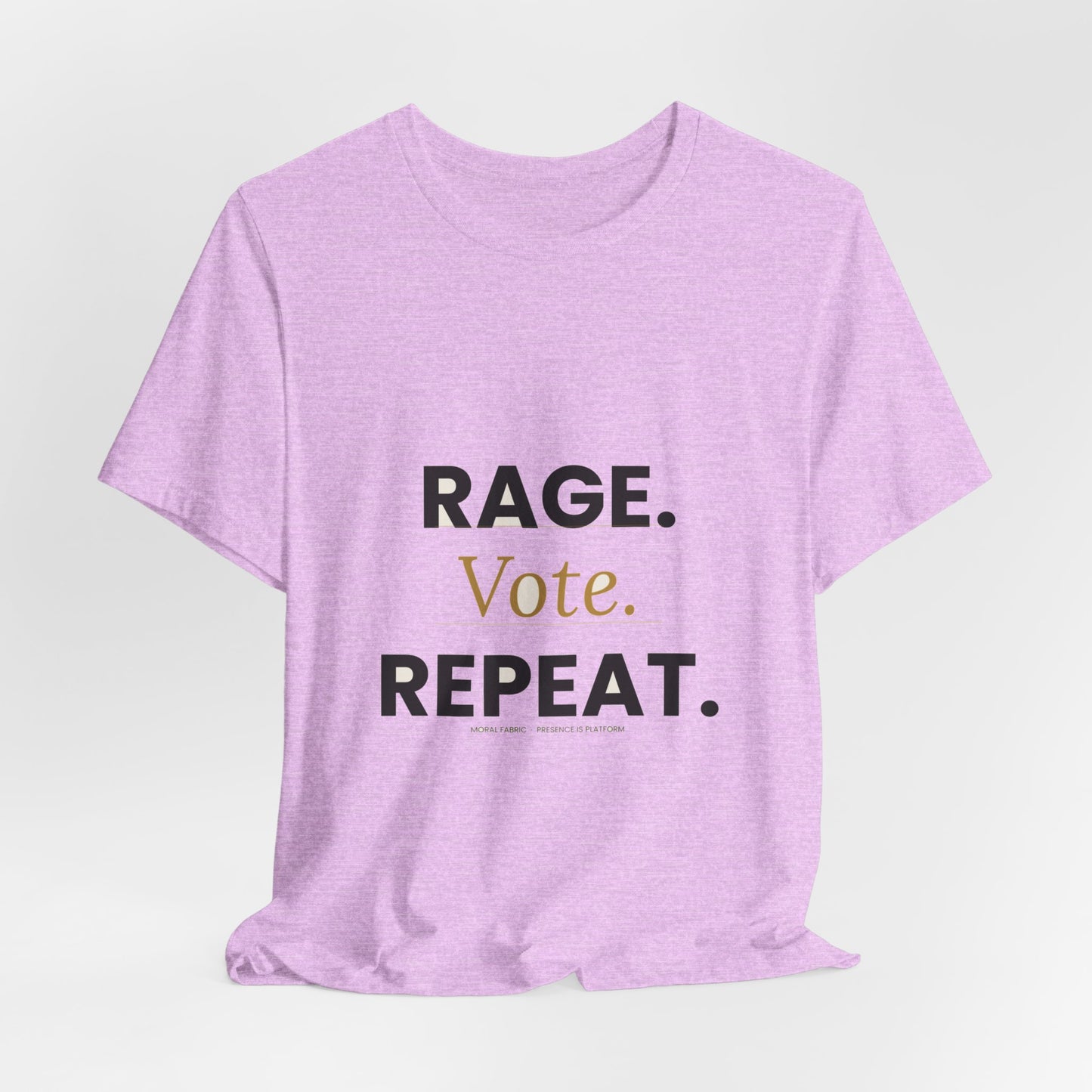 Rage Vote Repeat t-shirt by Moral Fabric — bold progressive political tee Canada