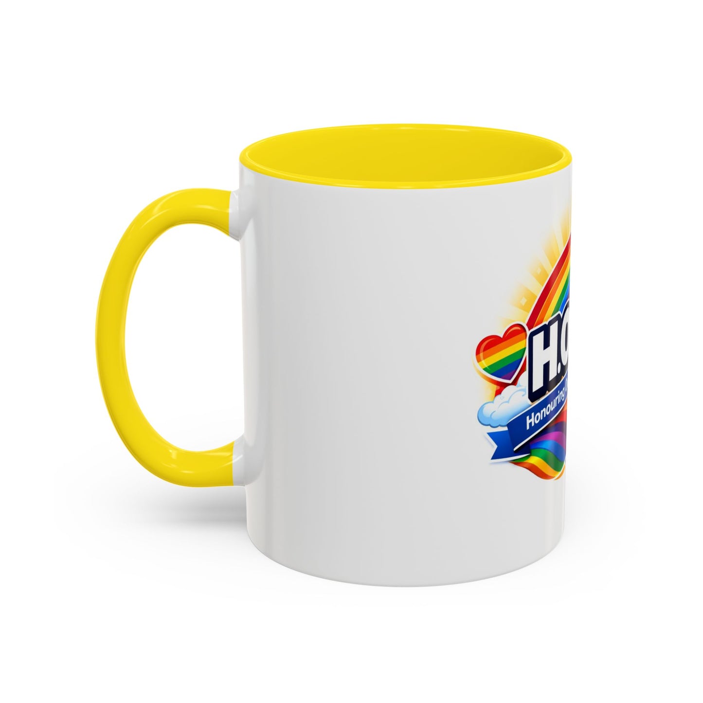 H.O.M.O. Mug – Honouring Our Moral Obligations – Rainbow Pride Coffee Mug – Funny Ally Gift – LGBTQ+ Mug – Two-Tone 11oz Ceramic Mug