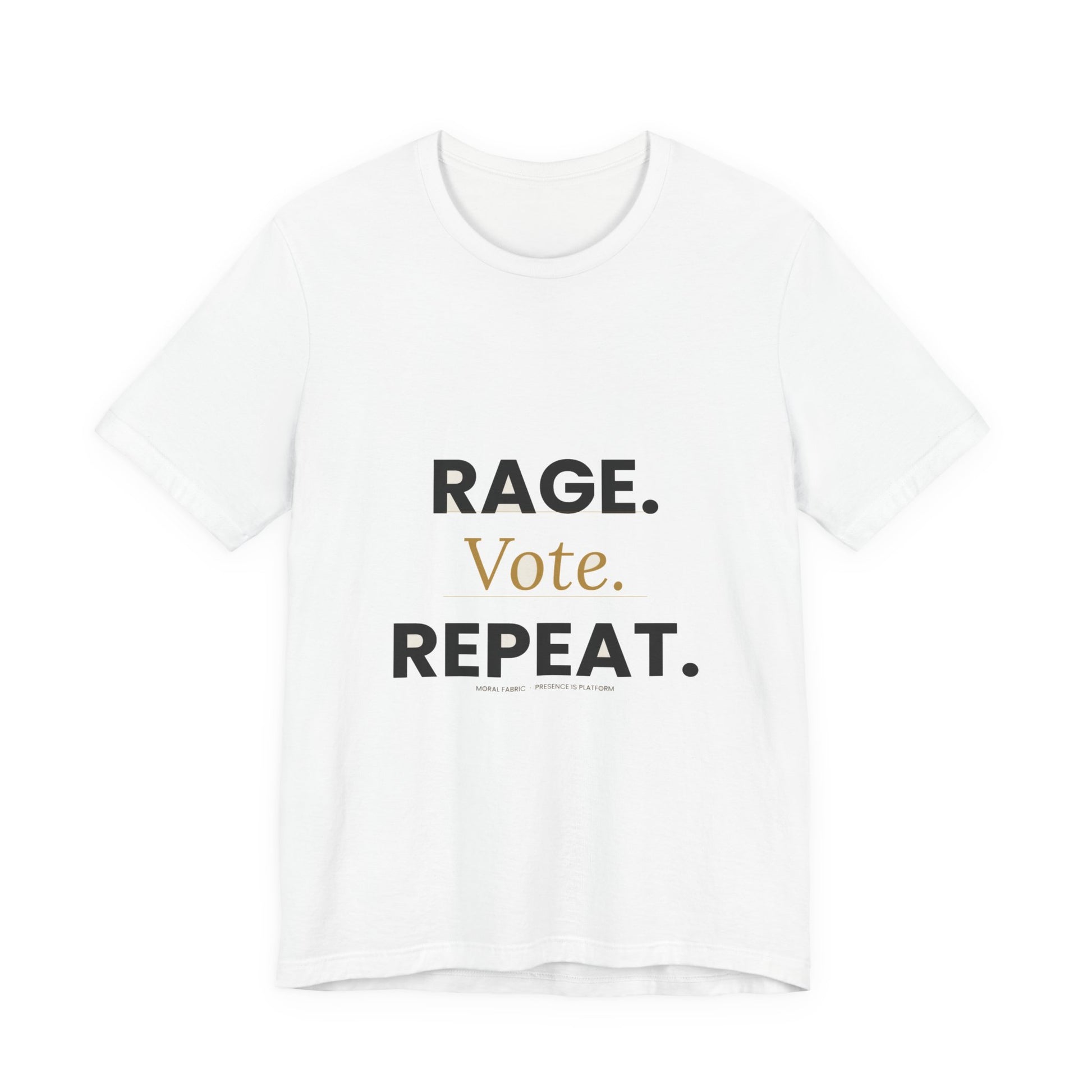 Rage Vote Repeat t-shirt by Moral Fabric — bold progressive political tee Canada