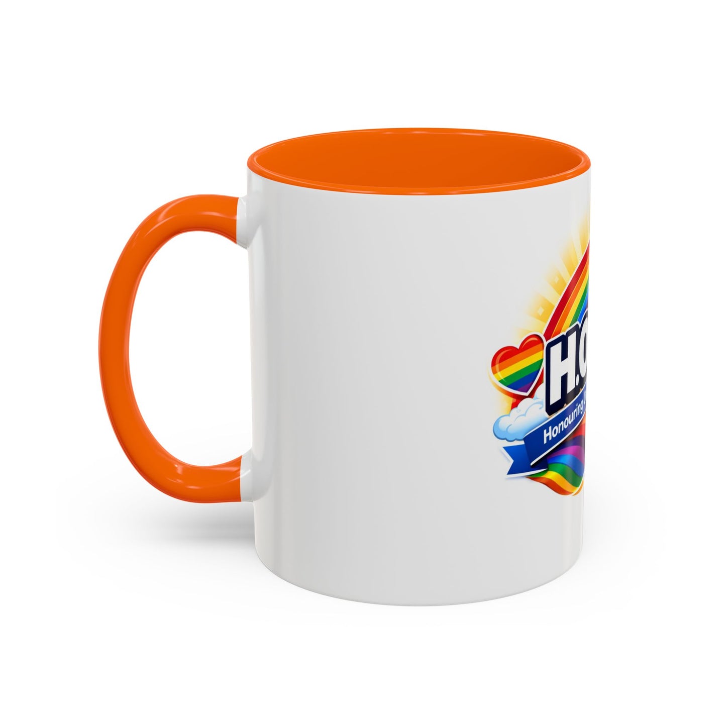 H.O.M.O. Mug – Honouring Our Moral Obligations – Rainbow Pride Coffee Mug – Funny Ally Gift – LGBTQ+ Mug – Two-Tone 11oz Ceramic Mug