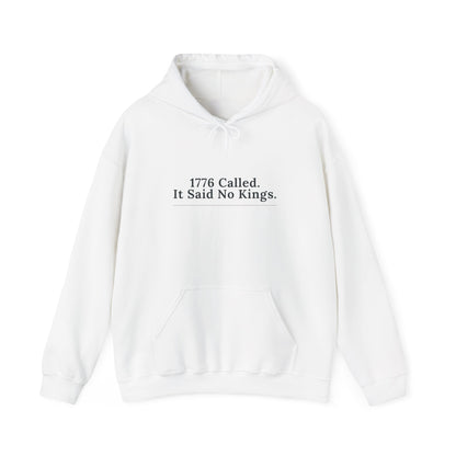 1776 Called It Said No Kings hoodie by Moral Fabric — anti-authoritarian political streetwear Canada