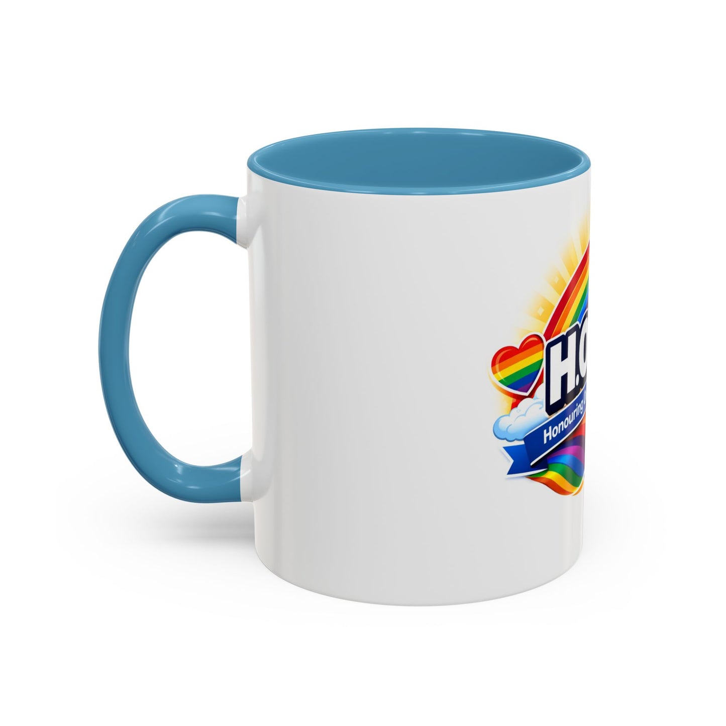 H.O.M.O. Mug – Honouring Our Moral Obligations – Rainbow Pride Coffee Mug – Funny Ally Gift – LGBTQ+ Mug – Two-Tone 11oz Ceramic Mug