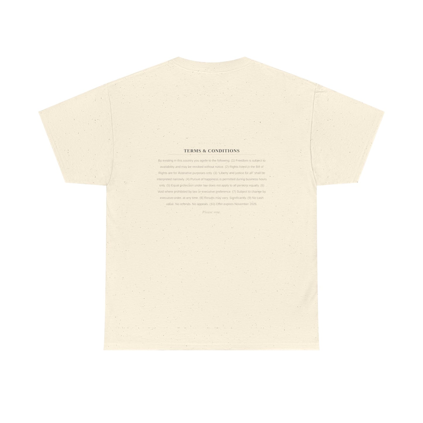 Land of the Free T-Shirt | Minimalist Political Satire Tee | Front and Back Print | Unisex Cotton Shirt