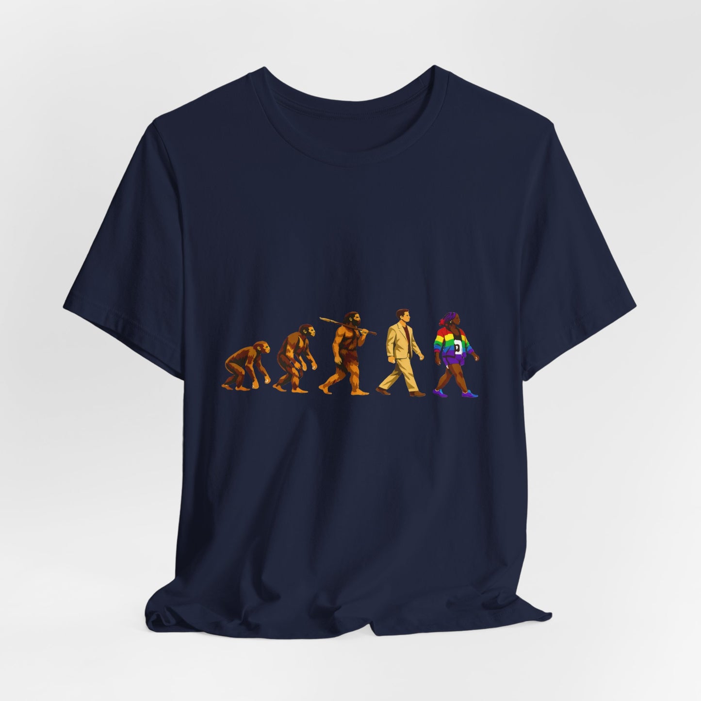 Darwin Evolution March t-shirt by Moral Fabric — pro-science progressive tee Canada