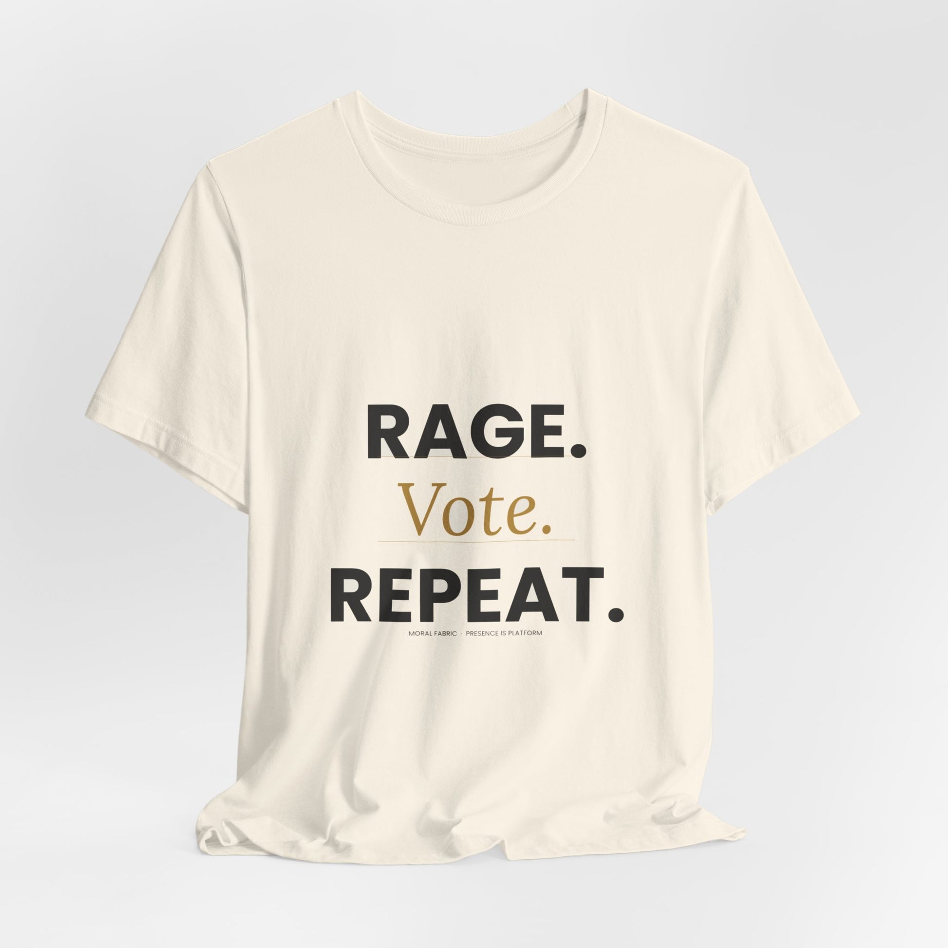 Rage Vote Repeat t-shirt by Moral Fabric — bold progressive political tee Canada