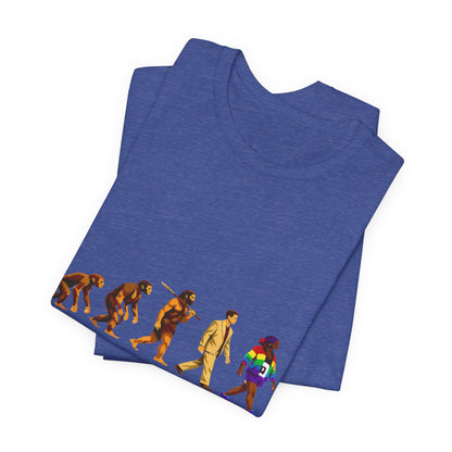 Darwin Evolution March t-shirt by Moral Fabric — pro-science progressive tee Canada