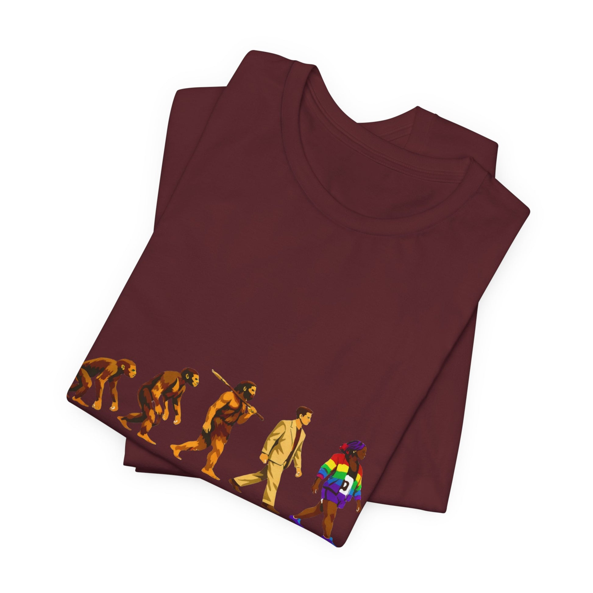 Darwin Evolution March t-shirt by Moral Fabric — pro-science progressive tee Canada