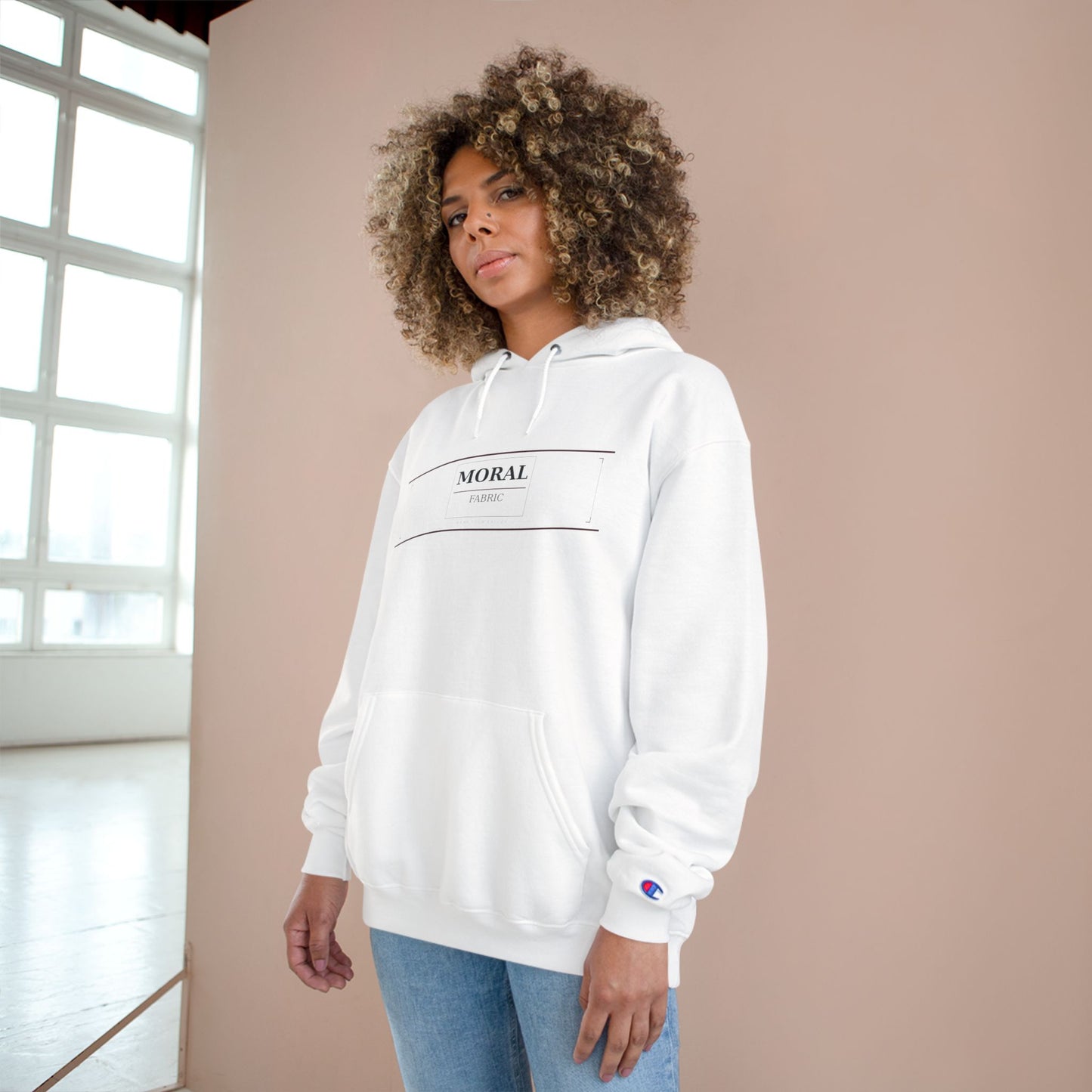 Moral Fabric brand hoodie — Presence is Platform progressive political streetwear Canada